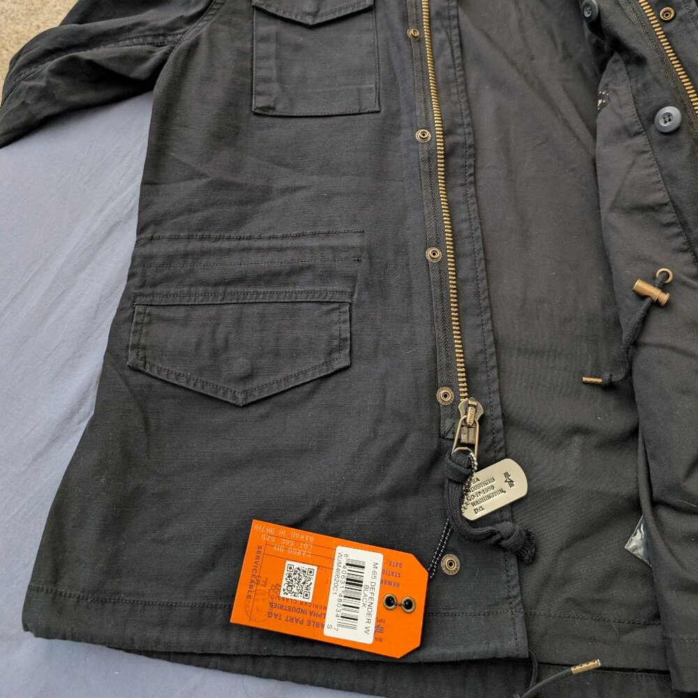Utility Jacket by Alpha Industries (M-65 DEFENDER W × 1), Size S, Black Color